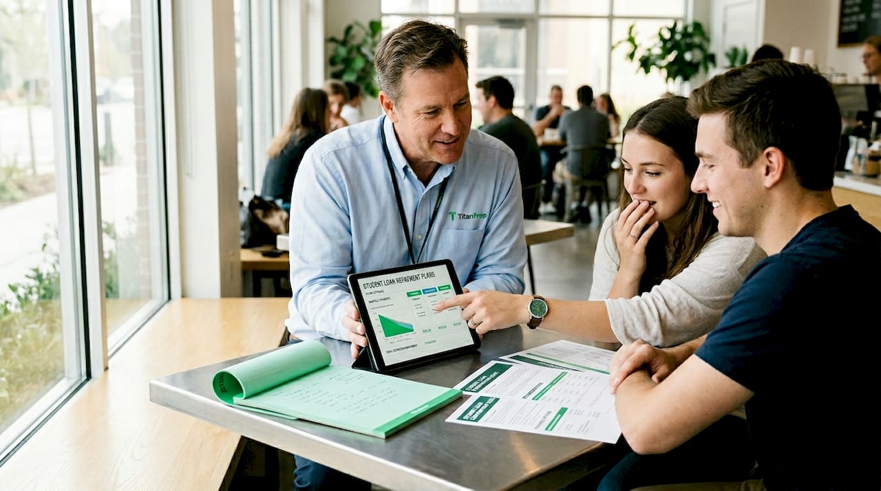 Financial advisor consulting a young couple