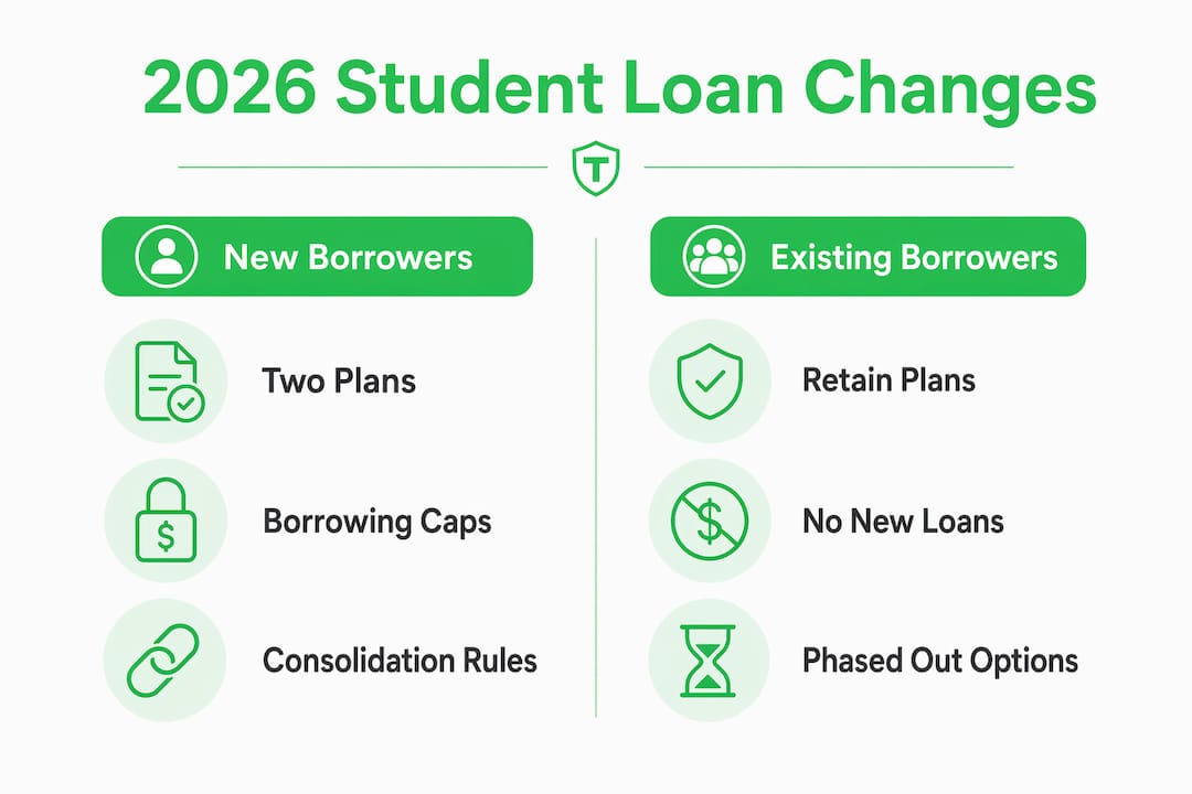 Infographic summarizing 2026 student loan law changes