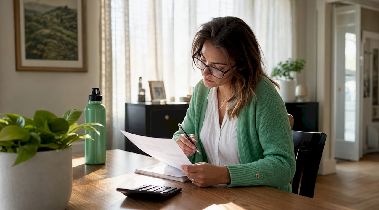 Woman reviewing student loan payment documents