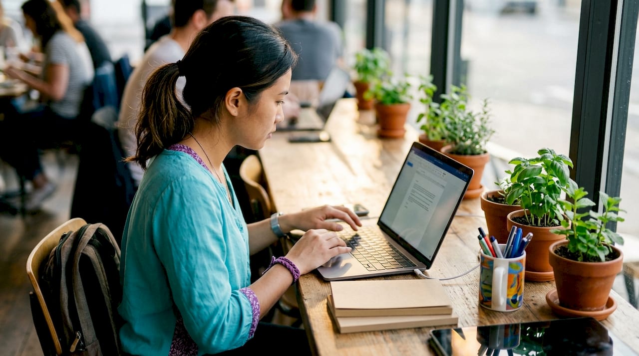 Virtual staff working remotely in home office