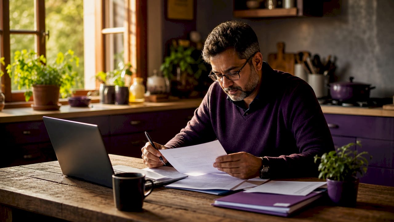 Man reviewing employer of record paperwork