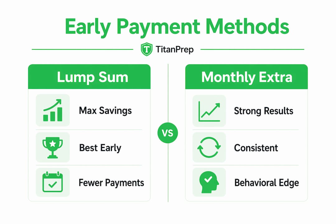 Infographic comparing lump sum and monthly extra student loan payments