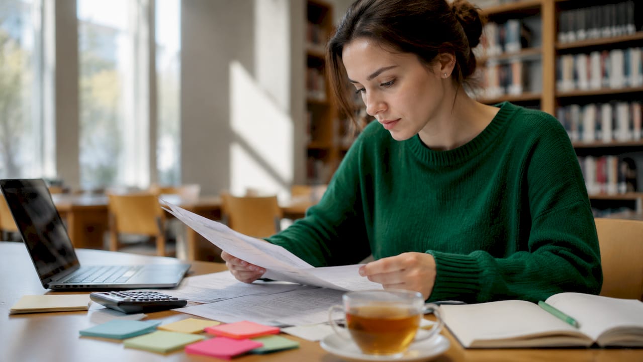 Woman reviewing loan forbearance documents