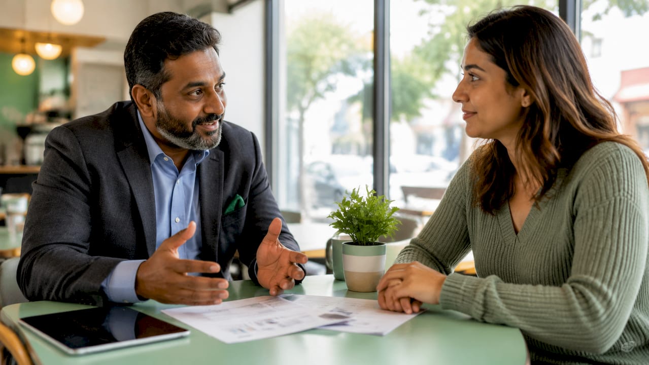 Loan counselor advising student on repayment plans