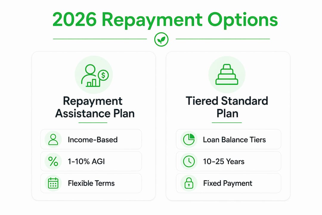 Infographic comparing 2026 federal repayment plans