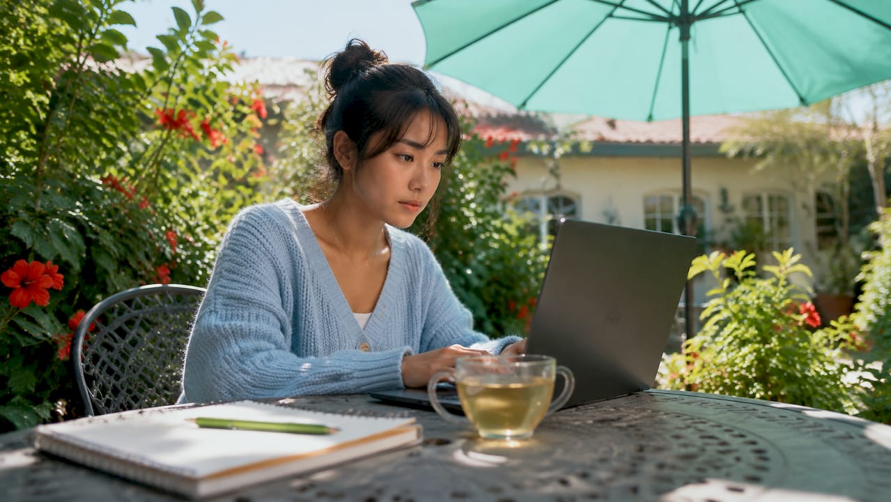 Young woman completing FAFSA at home desk