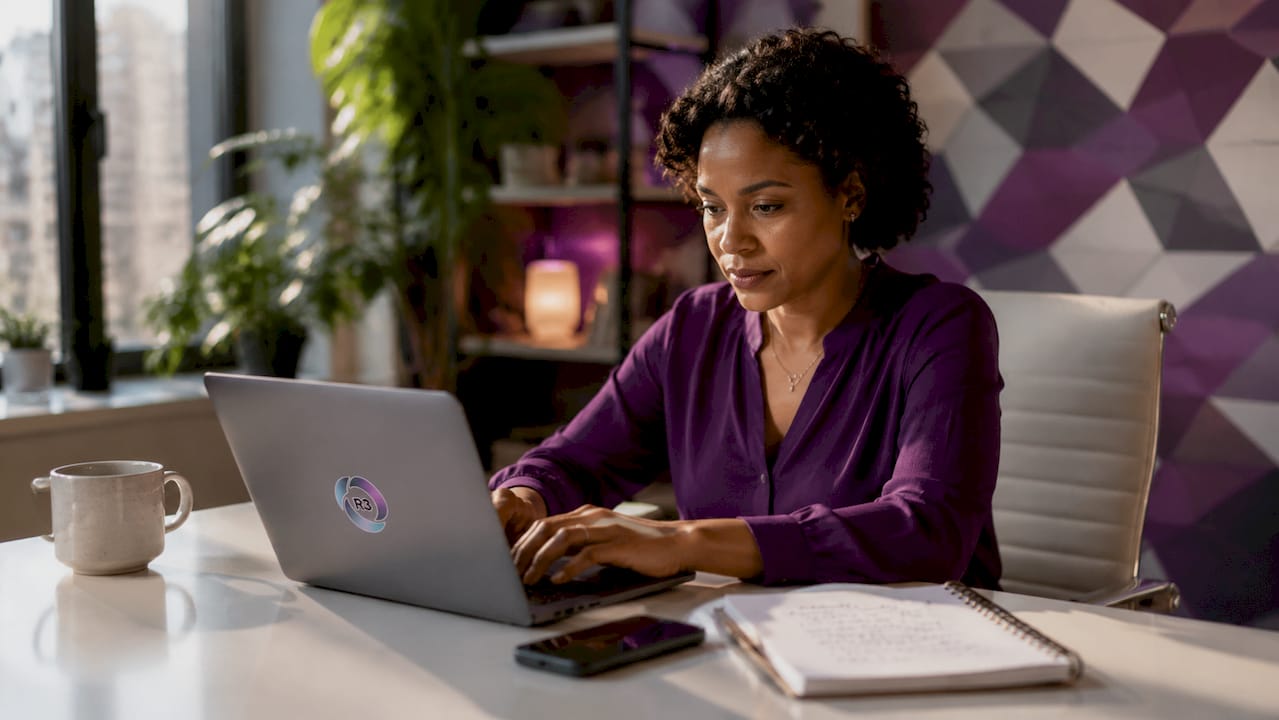 Virtual assistant managing emails at home office