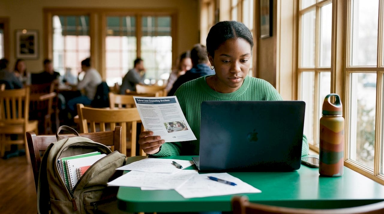 Student doing federal loan counseling online
