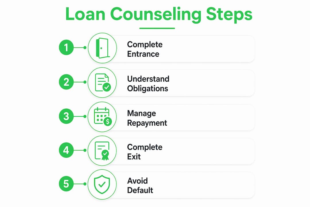Infographic illustrating steps in loan counseling
