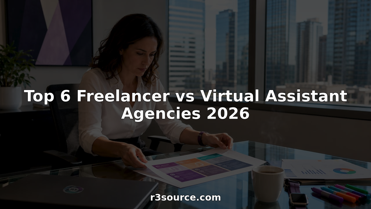 Professional woman reviewing freelancer agency comparison chart