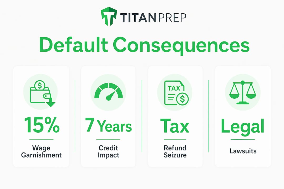 Infographic showing key consequences of student loan default