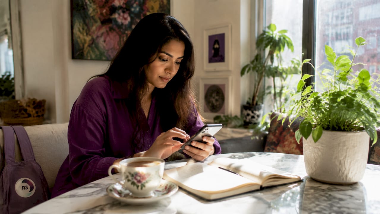 Woman scheduling tasks in home office
