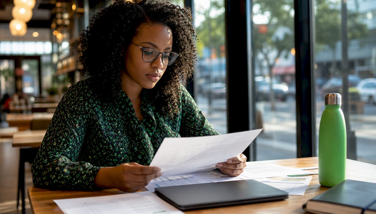 Woman reviewing employer student loan repayment documents
