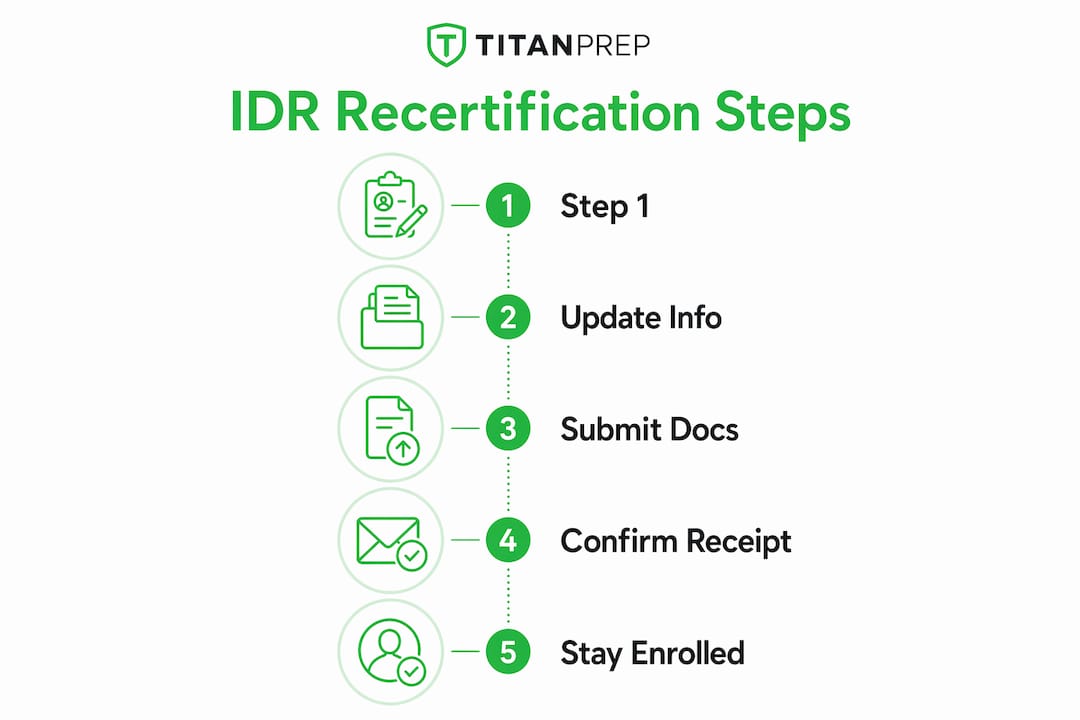 Infographic showing IDR recertification steps