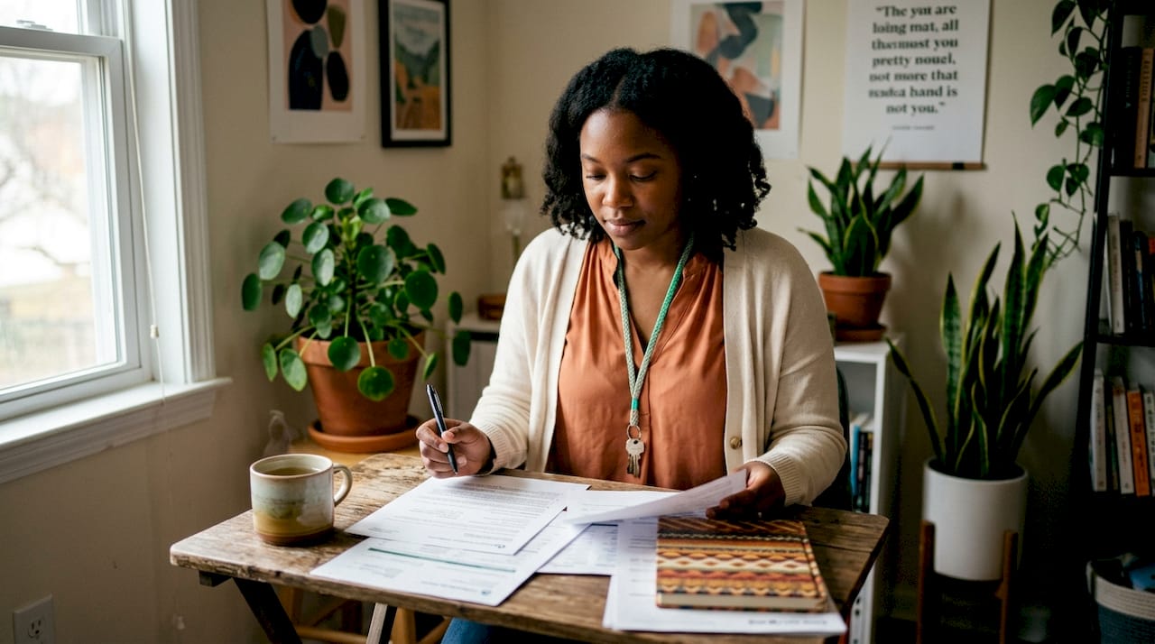 Borrower reviewing student loan repayment documents