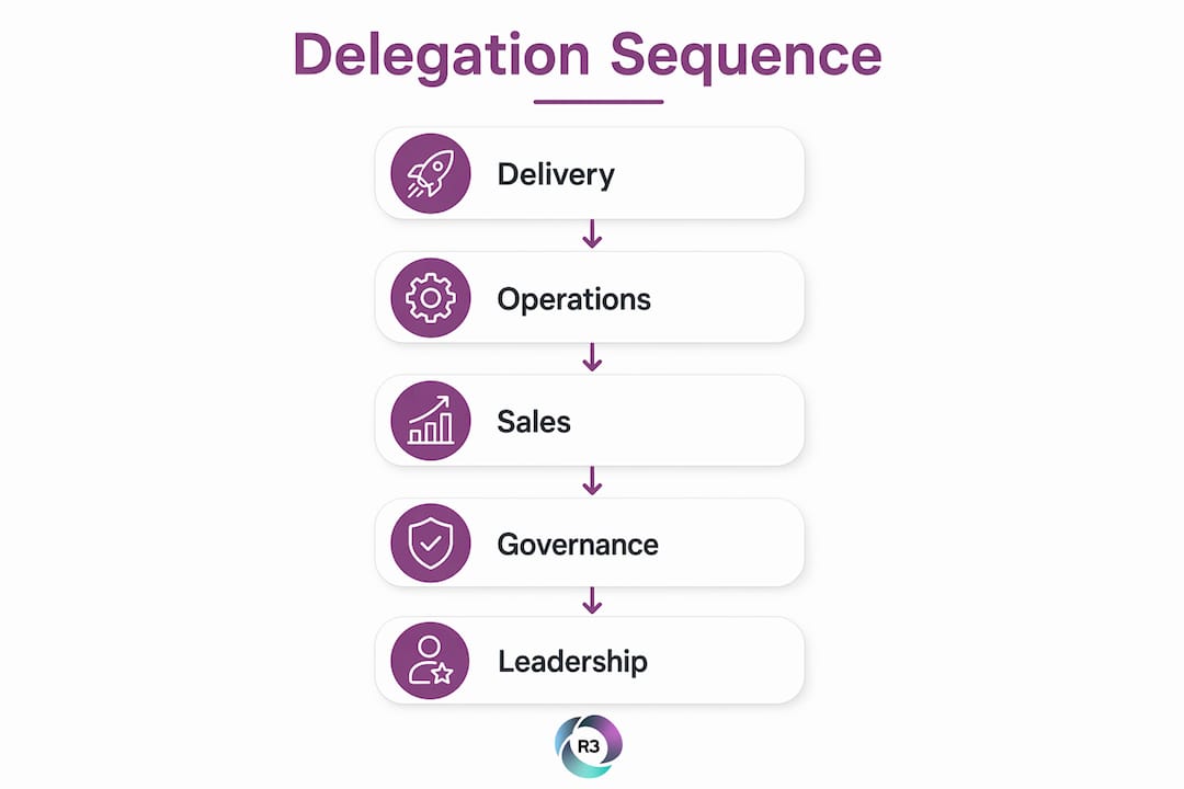 Infographic illustrating delegation sequence steps