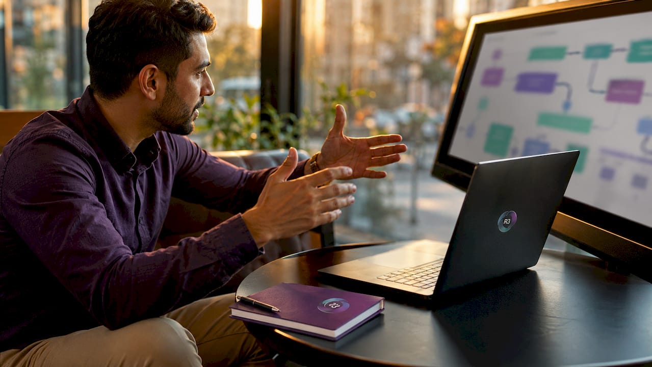 Virtual assistant using AI tools at coworking space