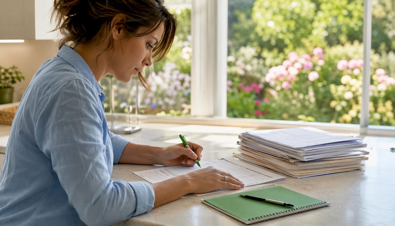 Hands completing loan rehabilitation application paperwork