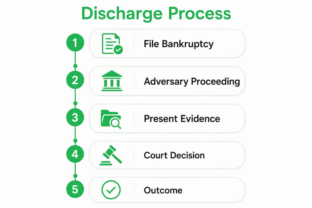Infographic showing student loan discharge process steps