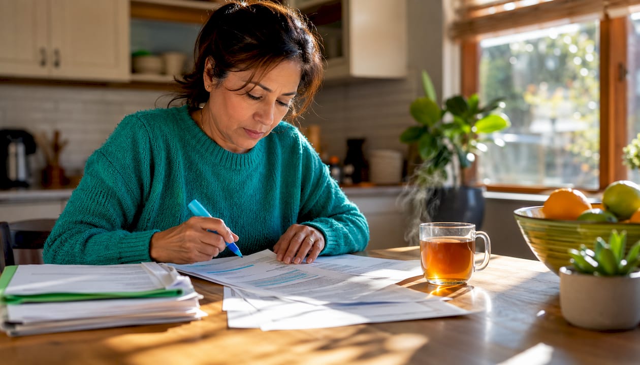 Woman reviewing student loan bankruptcy documents