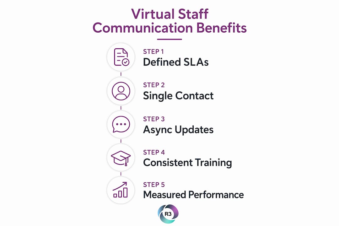 Infographic showing benefits of virtual staff communication