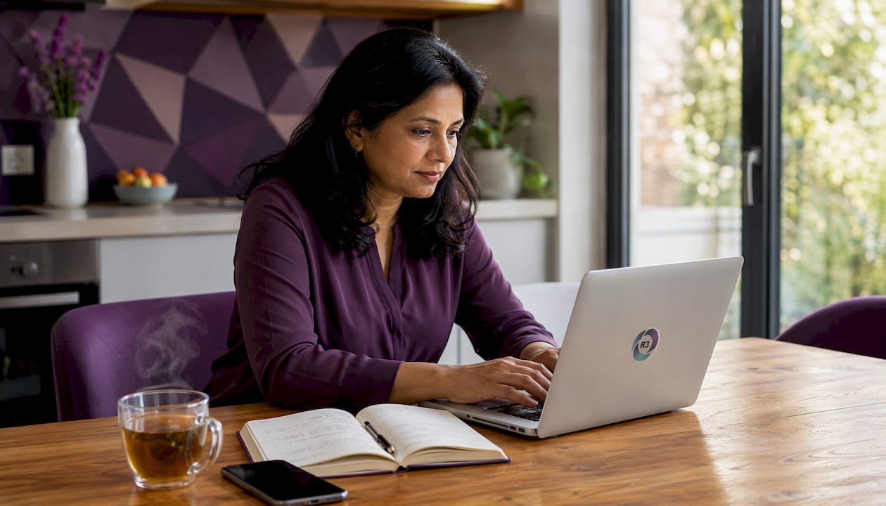 Hands typing emails on laptop and managing inbox