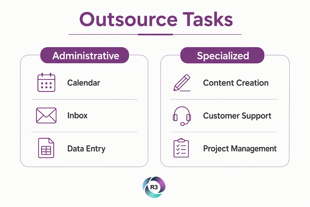 Infographic comparing outsourceable task categories