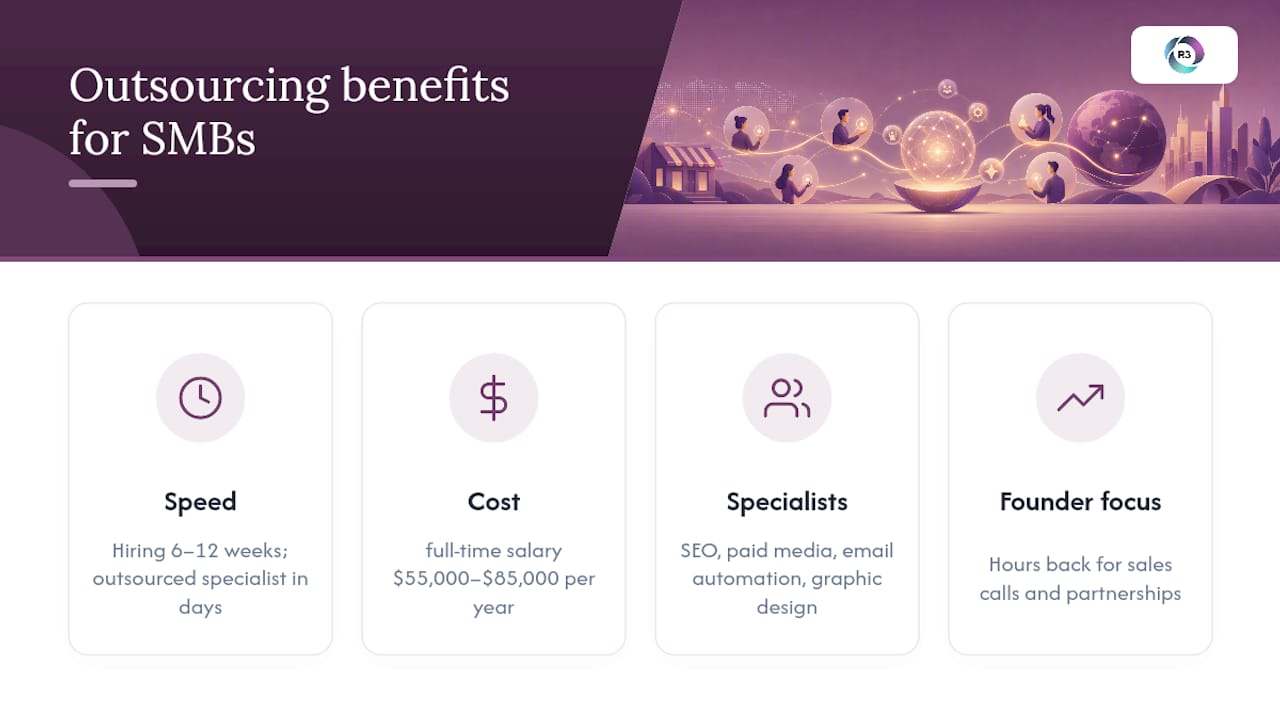 Why outsourcing marketing works for growing businesses — overview diagram