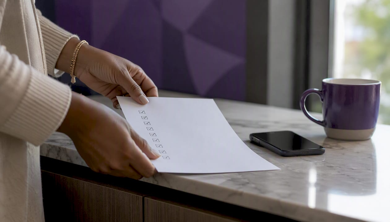 Founder hands placing task sheet on desk