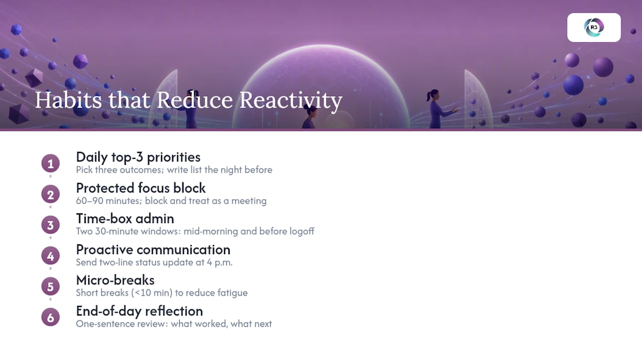 Six habits supporting efficient focused work