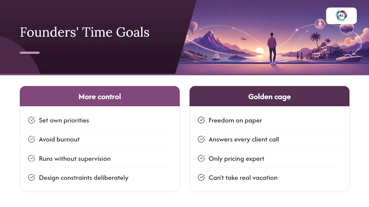 Why Founders Chase Time Freedom and Where They Get Stuck — overview diagram