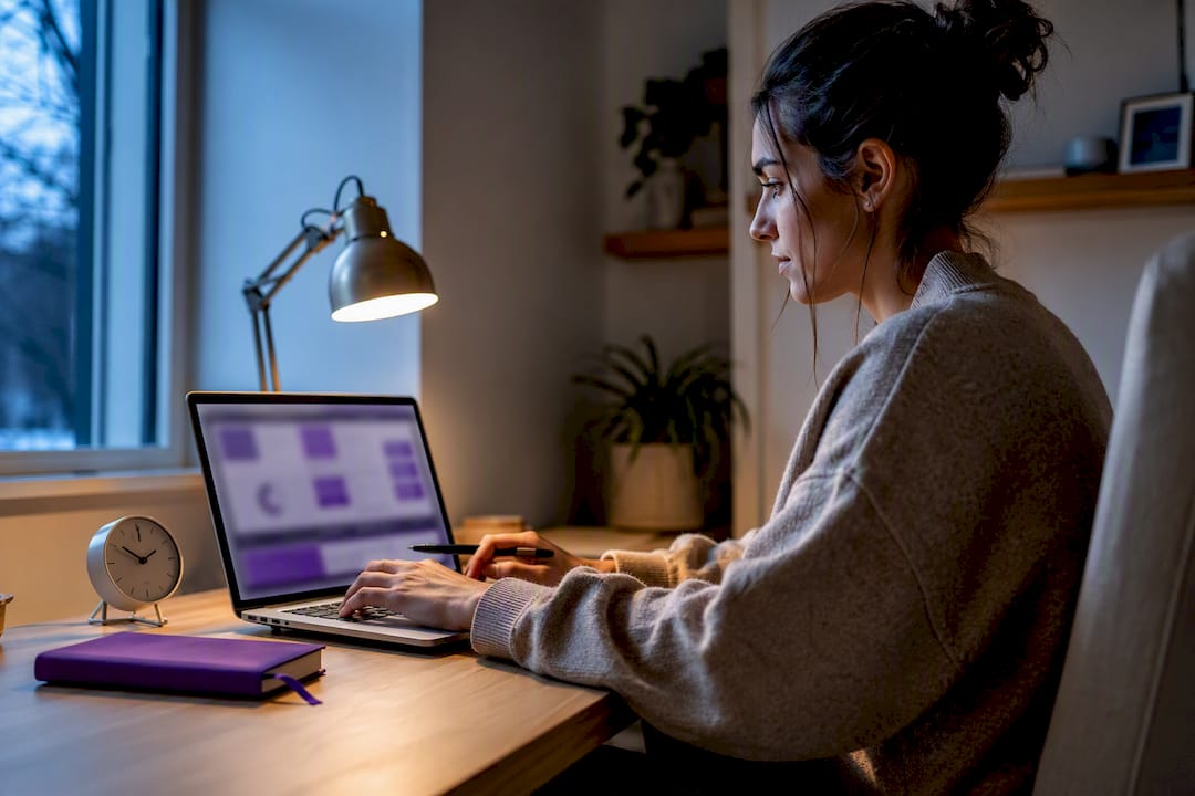 Remote coordinator completing end-of-day review