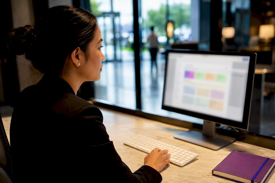 Specialist reviewing hotel reservation performance