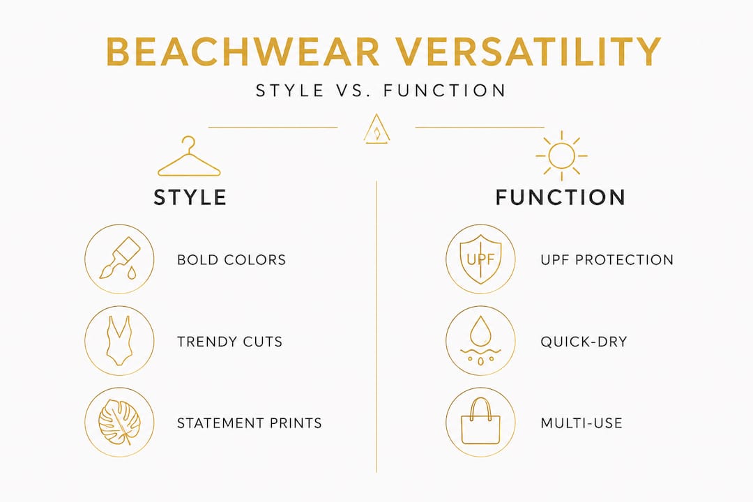 Infographic comparing style and function in beachwear