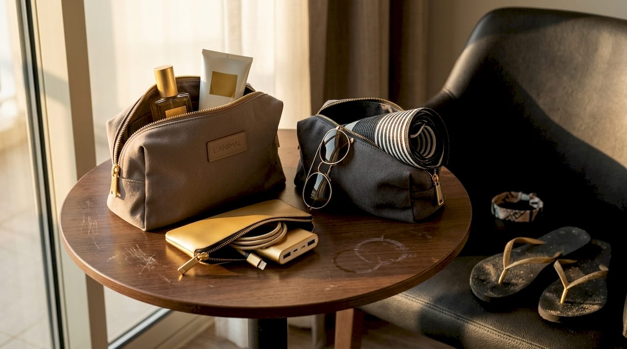 Organized travel kits for beach essentials
