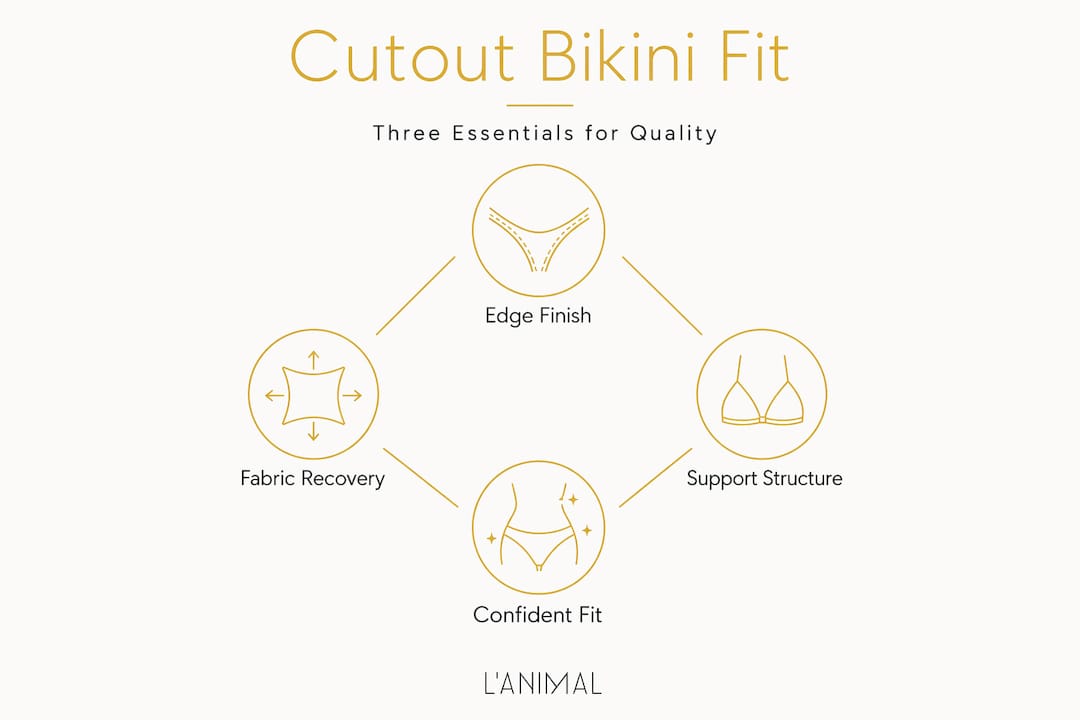 Infographic showing cutout bikini fit essentials