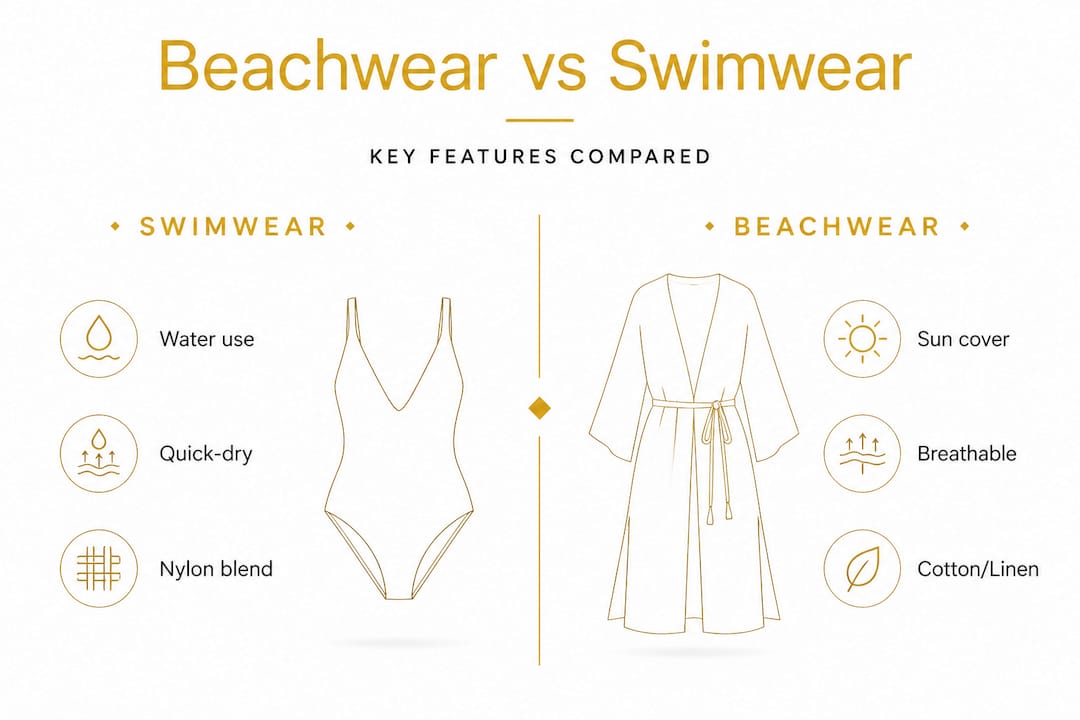 Infographic comparing swimwear and beachwear features