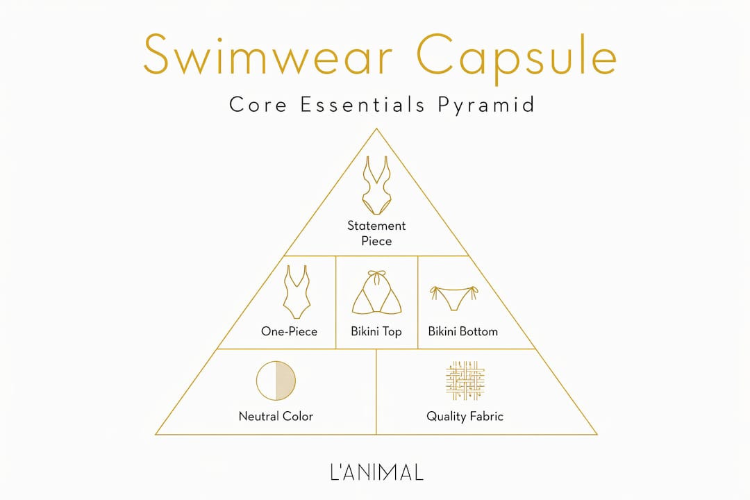 Pyramid infographic of swimwear capsule essentials