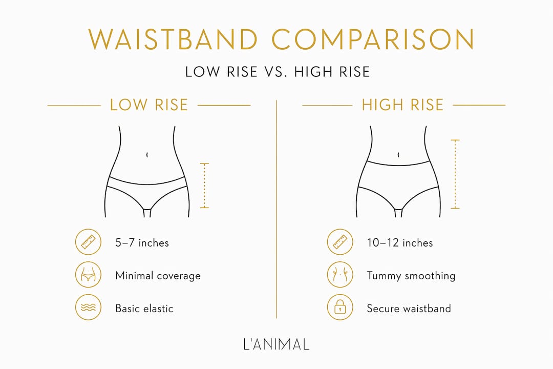 Infographic comparing low rise and high rise bikini features