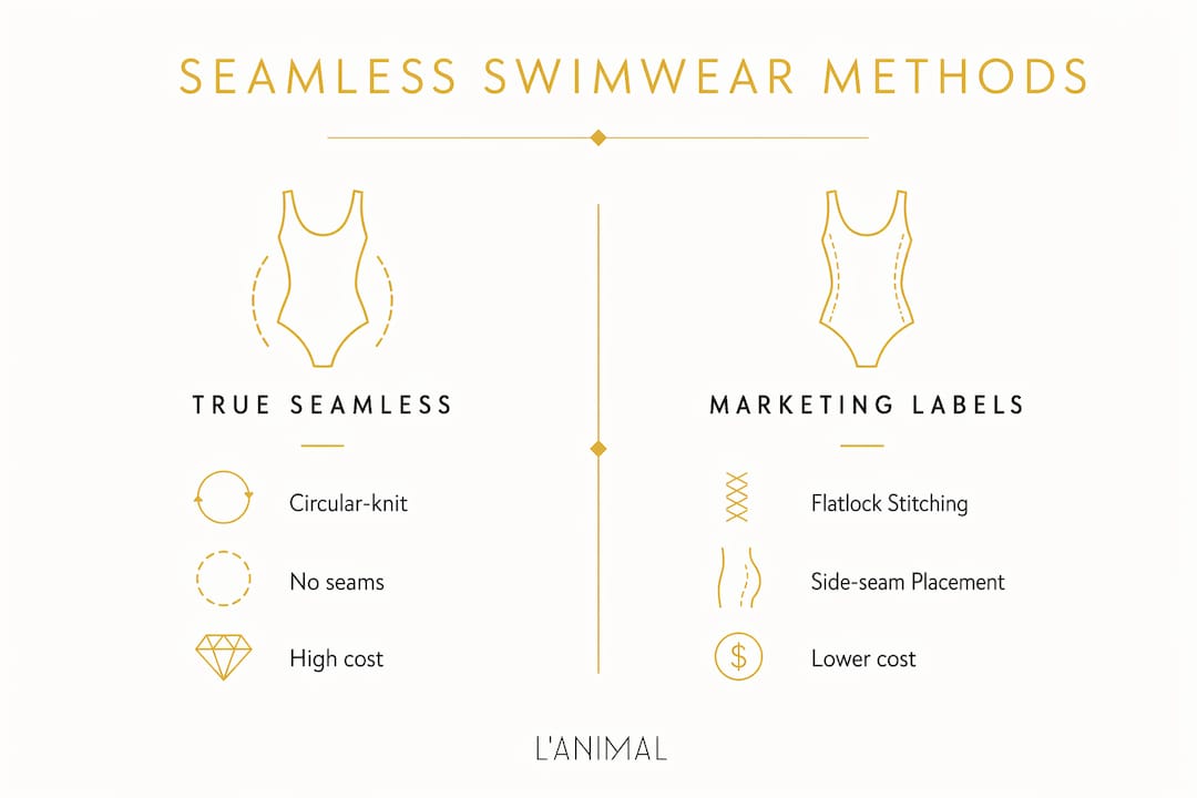 Infographic comparing seamless swimwear construction methods