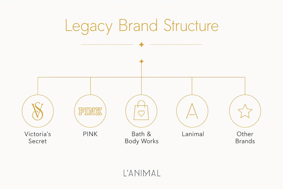 Infographic showing Limited Brands legacy brand hierarchy