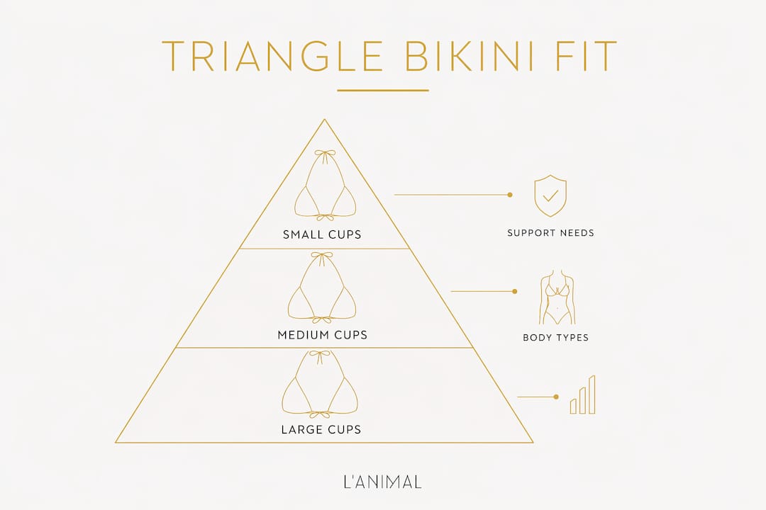Infographic about triangle bikini sizing and support
