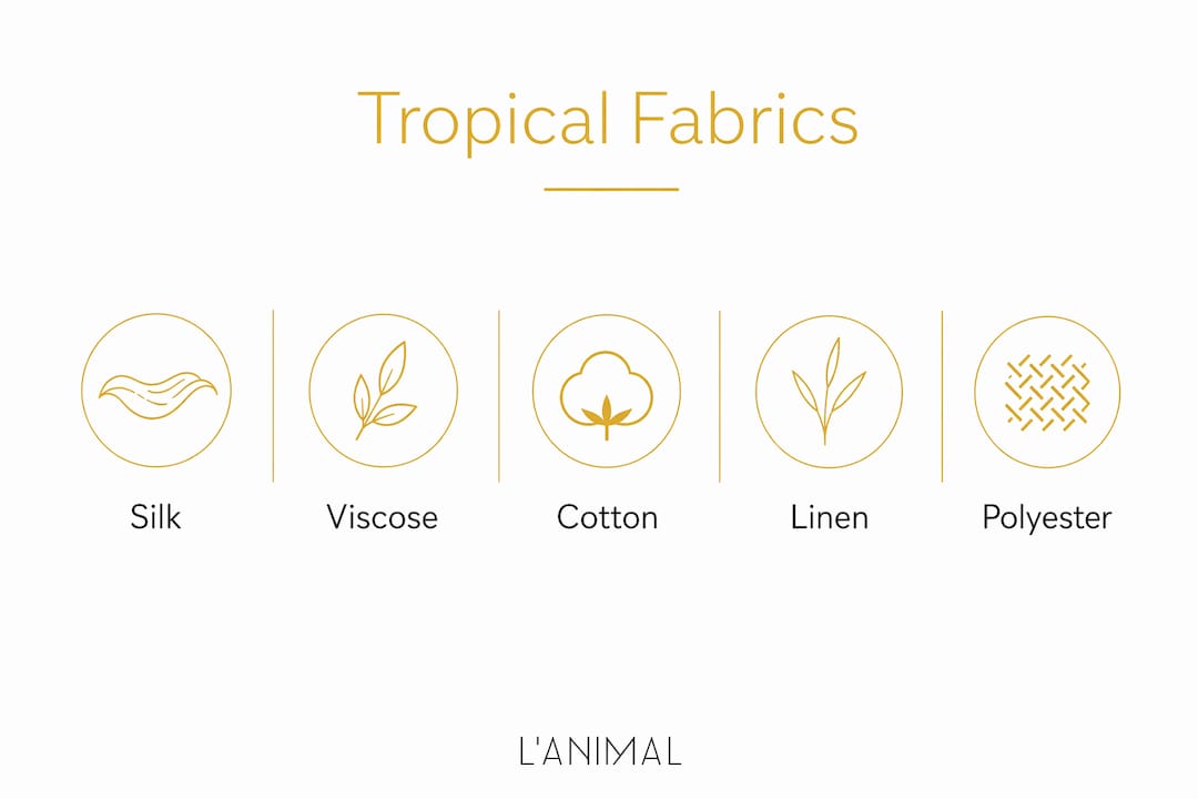Infographic showing hierarchy of fabrics used in tropical print fashion
