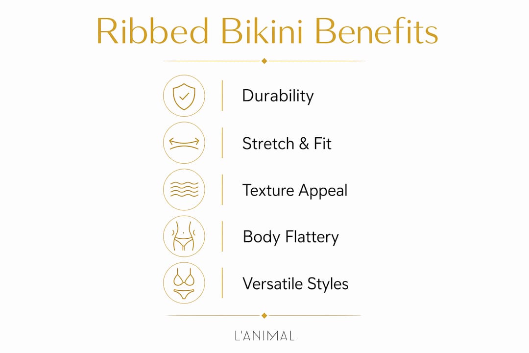 Infographic illustrating ribbed bikini benefits
