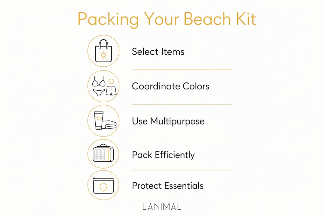 Infographic detailing beach capsule kit packing steps