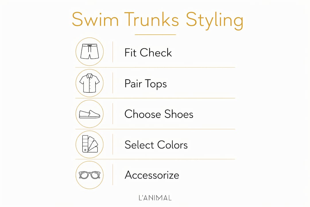 Infographic showing swim trunks styling steps