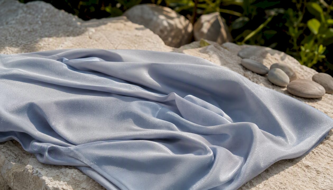 Soft nylon swimwear fabric folded close-up