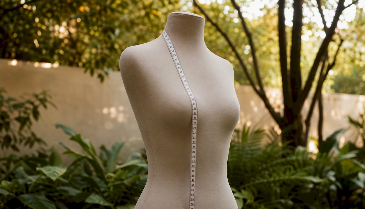 Measuring tape around torso on mannequin