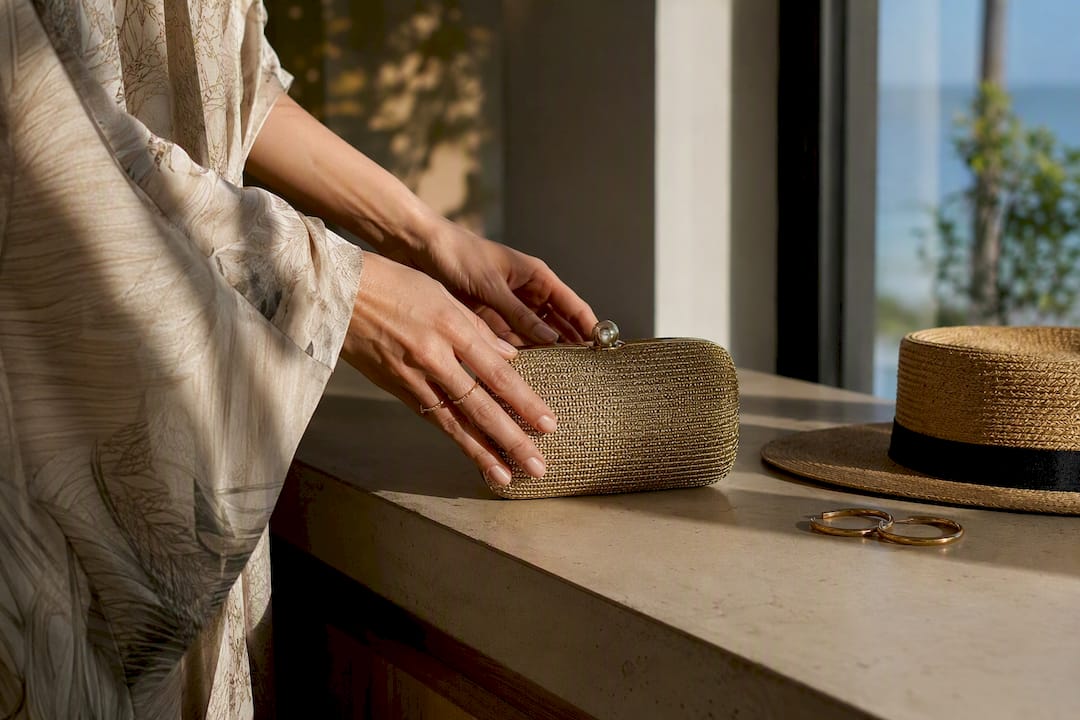 Accessories shifting a kimono from beach to dinner