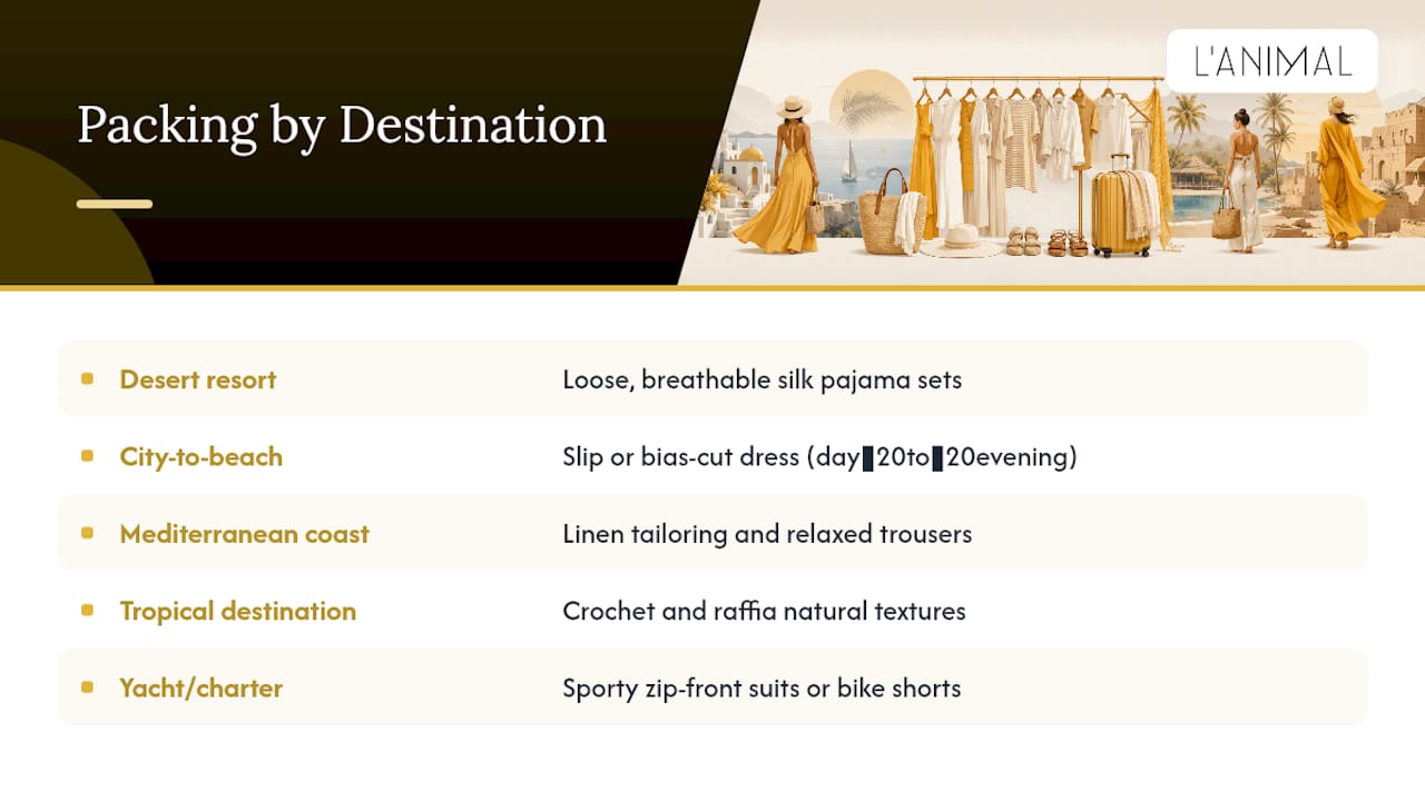Destination types matched with resort wear choices